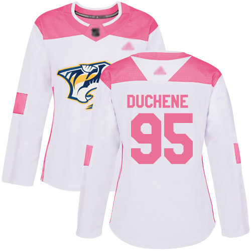 Adidas Predators #95 Matt Duchene White/Pink Authentic Fashion Women's Stitched NHL Jersey